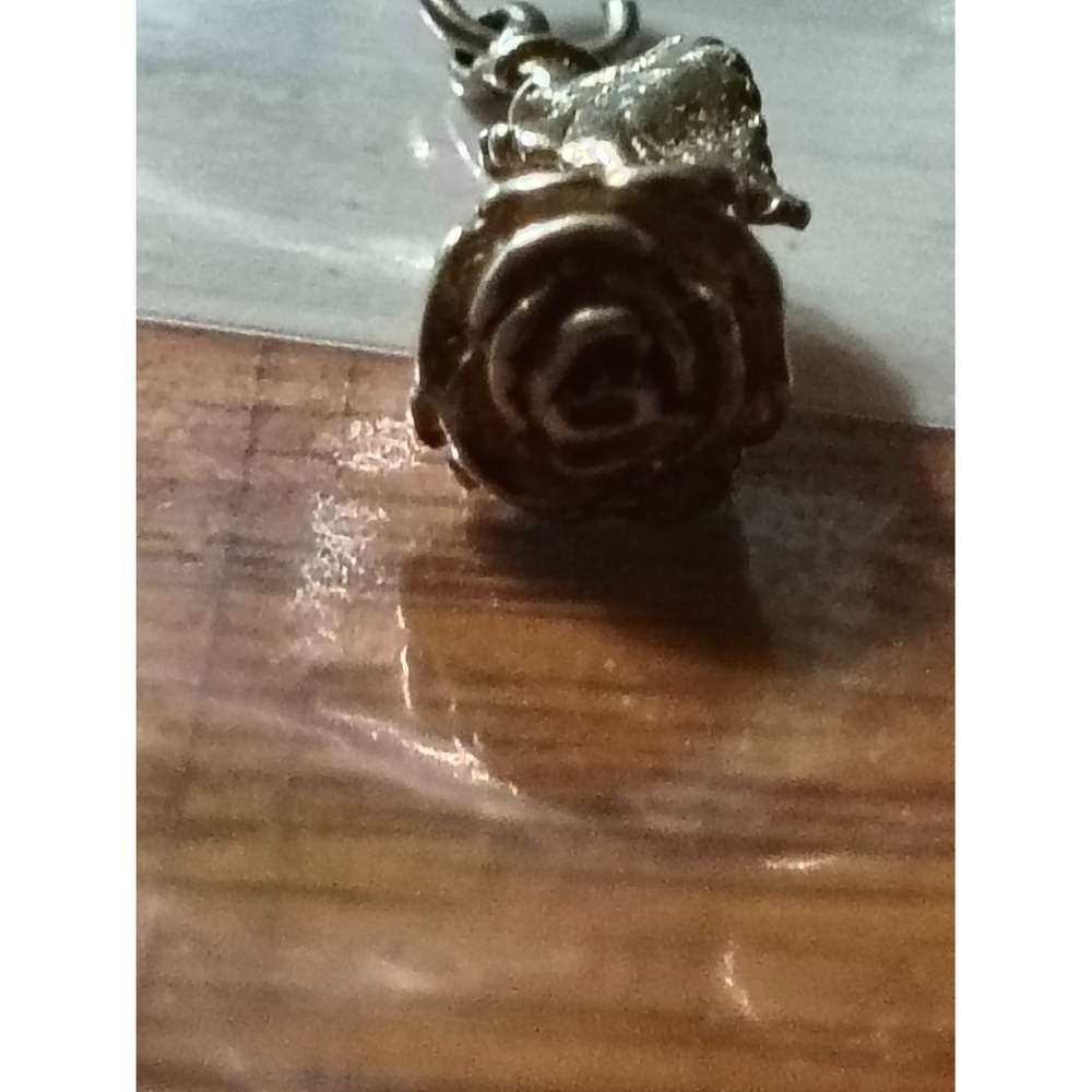 Vintage Sterling Silver 925 Rose Flower Charm Pendant 3D Sculpted Floral S Small - Picture 4 of 4